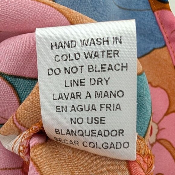 Entro Floral Vibrant Blooms Shirt Womens Size Large Orange Oversized Blouse - Picture 5 of 10